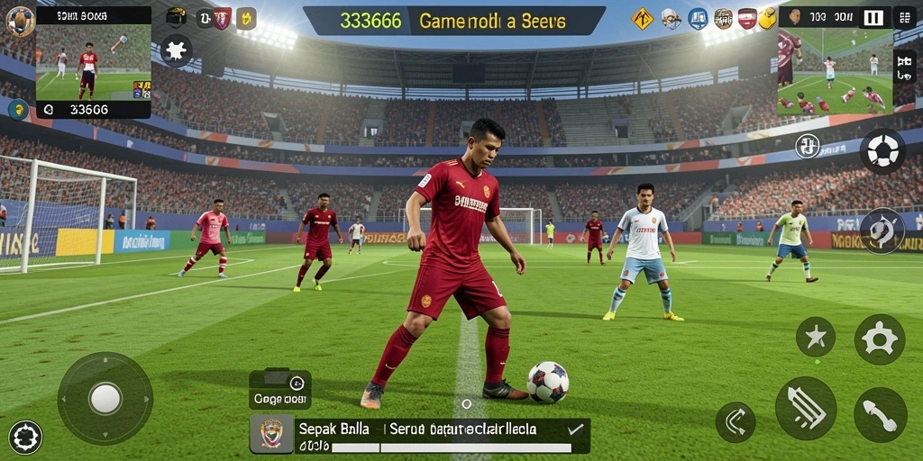 Tampilan gameplay seru dalam game sepak bola 333666.