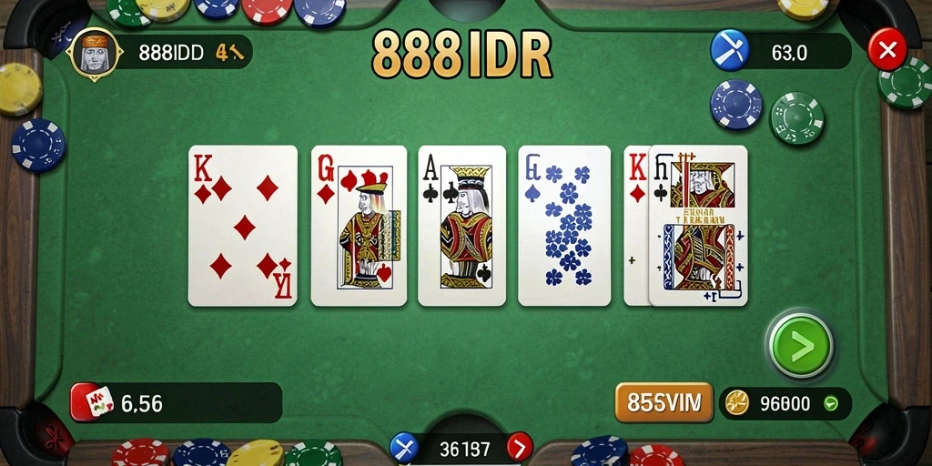 Screenshot gameplay domino dari aplikasi 888IDR yang menunjukkan aksi seru.