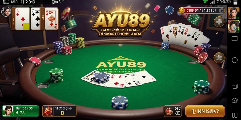 Tampilan gameplay poker yang seru dan interaktif di AYU89.