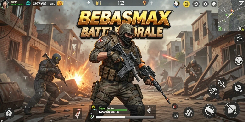 Gameplay BEBASMAX yang menegangkan di medan pertempuran Battle Royale.