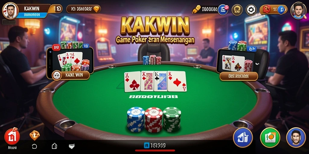 Screenshot gameplay KAKWIN menampilkan turnamen Poker yang mendebarkan.