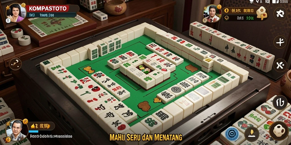 Screenshot KOMPASTOTO menampilkan gameplay Mahjong yang seru dan menarik.