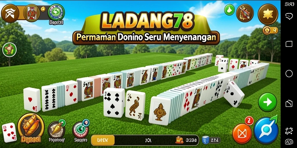 Screenshot gameplay seru dari LADANG78 yang menampilkan kartu domino.