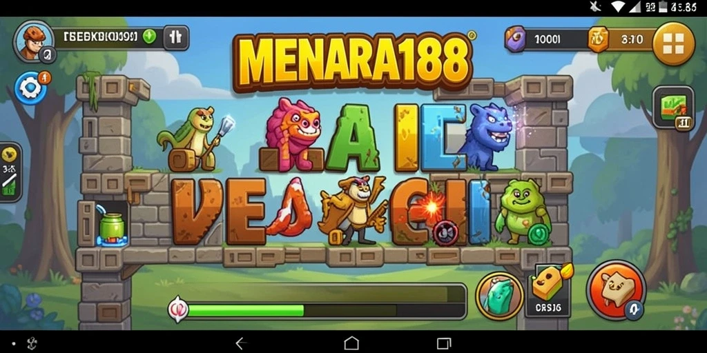 Screenshot gameplay MENARA188 menunjukkan tampilan menara yang megah dan animasi yang memukau.