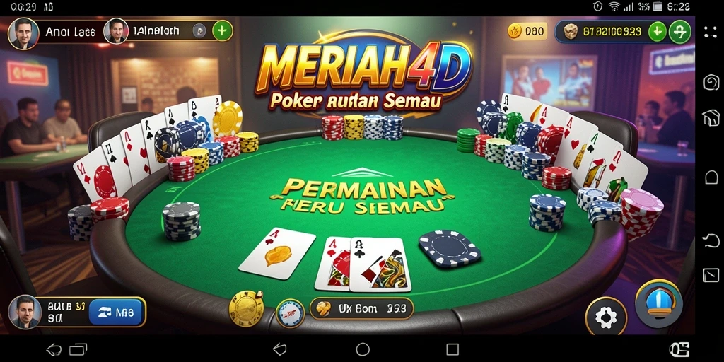 Tampilan gameplay poker yang menarik dan interaktif.