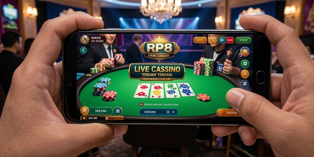 Tampilan gameplay Live Casino RP8 yang mendebarkan dengan dealer langsung.