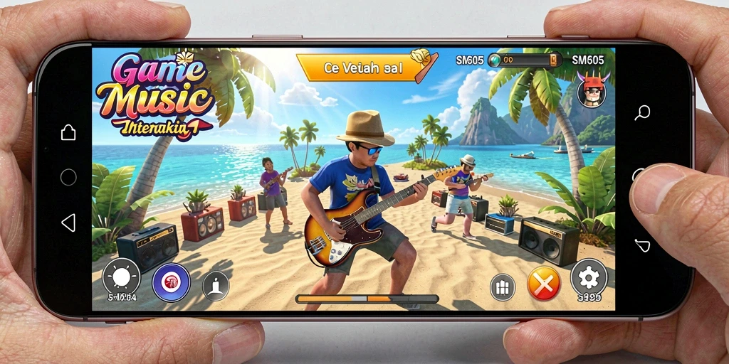 Screenshot gameplay SM605 menampilkan pengalaman musik yang seru dan interaktif.