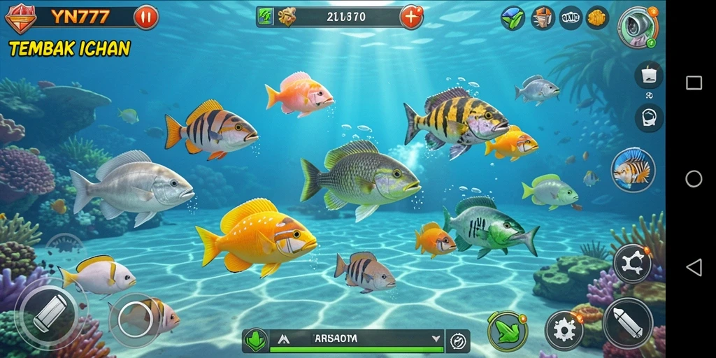 Tampilan gameplay <strong>YN777</strong> yang seru dengan aksi menembak ikan.
